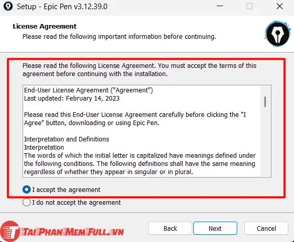 Bước 4: quá trình cài đặt Epic Pen Pro Full