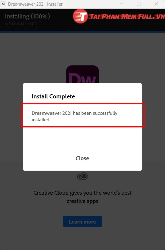 Bước 5 quá trình cài đặt Adobe Dreamweaver Full Crack