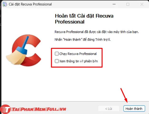 Bước 5 quá trình cài đặt Recuva Pro Full Crack - Phần mềm khôi phục dữ liệu