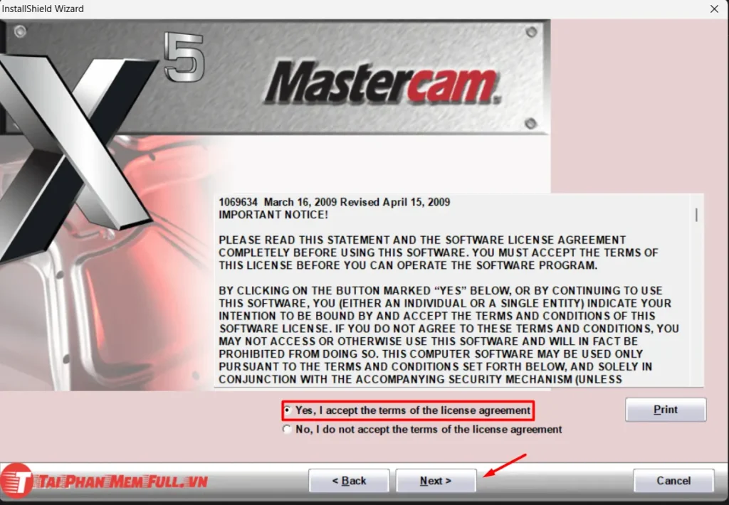 Bước 5 quá trình cài đặt Mastercam x5 Full Crack