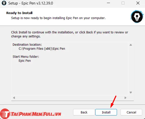 Bước 6: quá trình cài đặt Epic Pen Pro Full
