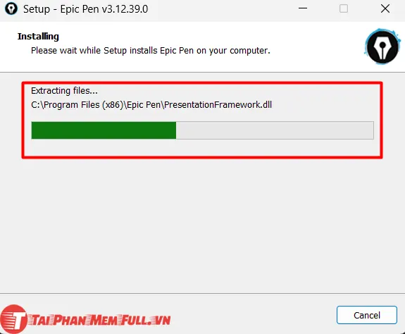 Bước 7: quá trình cài đặt Epic Pen Pro Full
