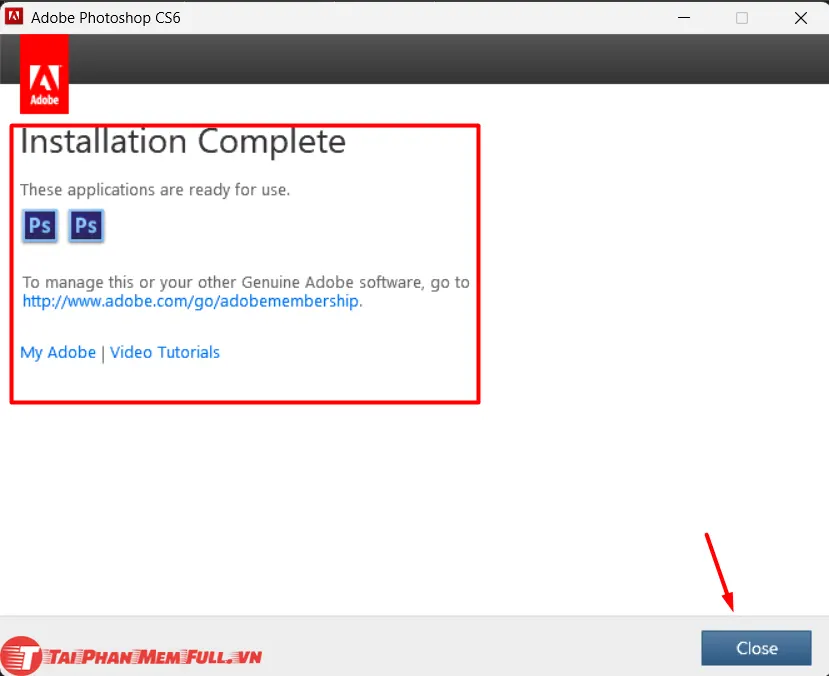 Bước 7 quá trình cài đặt Adobe Photoshop CS6 Full Crack