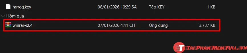 Chạy file setup WinRAR