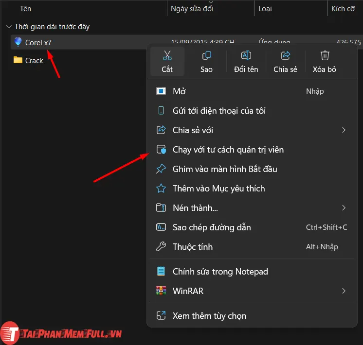 Bước 2 chạy file setup Corel x7 với quyền Admin