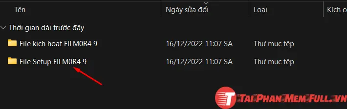 Chọn file setup filmora 9