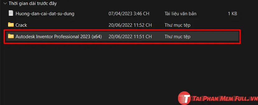 Mở thư mục giải nén và chạy file Setup.exe để bắt đầu cài đặt Inventor