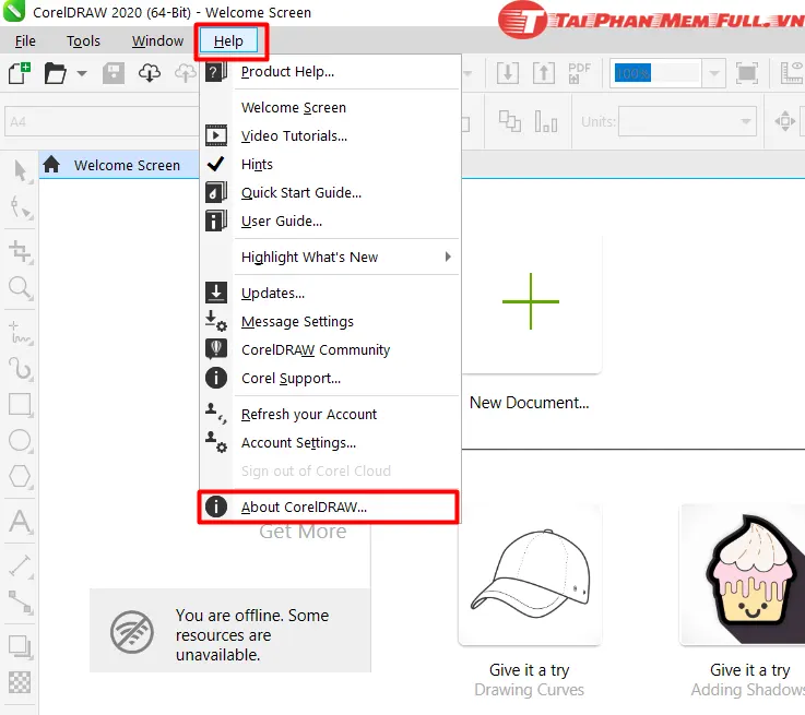 Giao diện About CorelDRAW sau khi cài xong