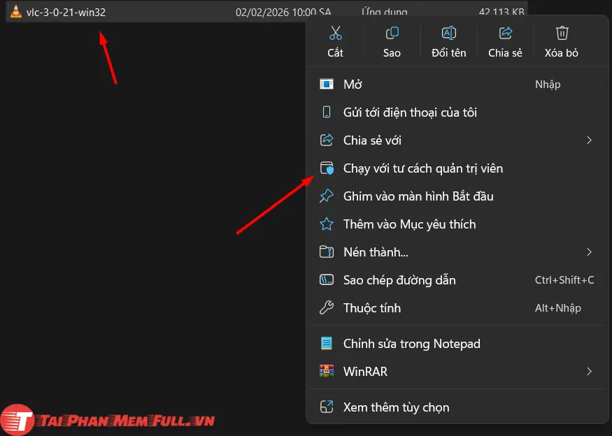 Bước 1 quá trình cài đặt VLC Media Player