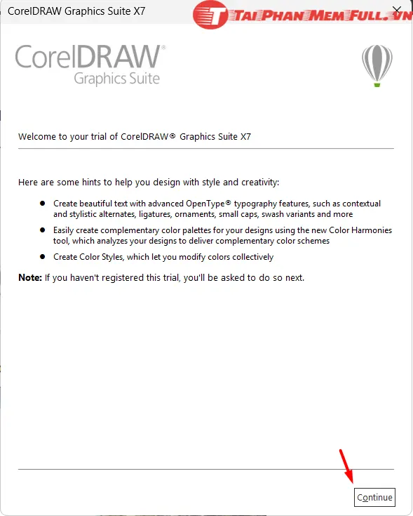Bước 11 mở ứng dụng lần đầu và chọn Continue