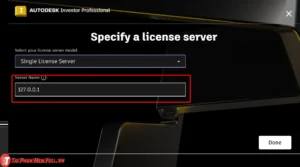 Điền địa chỉ IP 127.0.0.1 vào ô Server Name và nhấn Done