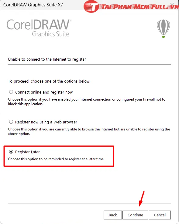 Bước 12 chọn đăng ký sau (Register Later)