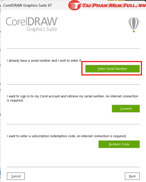 Bước 14 chọn nhập mã Serial Number