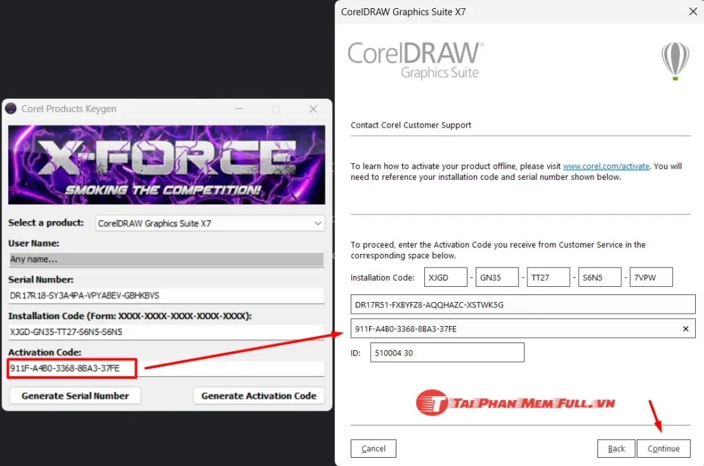 Bước 19 nhập mã kích hoạt cuối cùng vào Corel X7