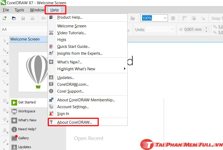 Bước 21 kiểm tra thông tin bản quyền trong Help About
