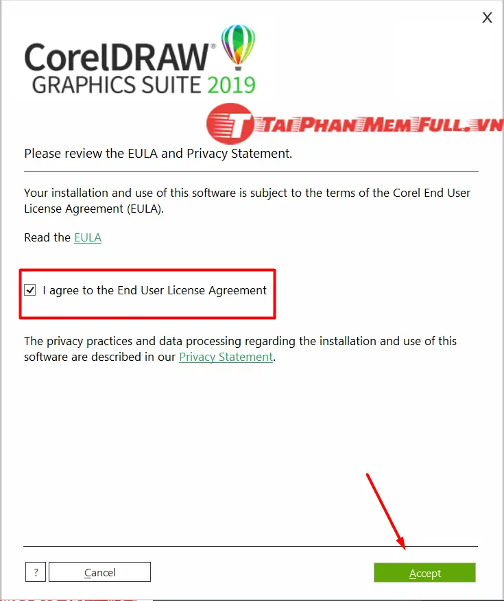 Đồng ý với các điều khoản sử dụng phần mềm