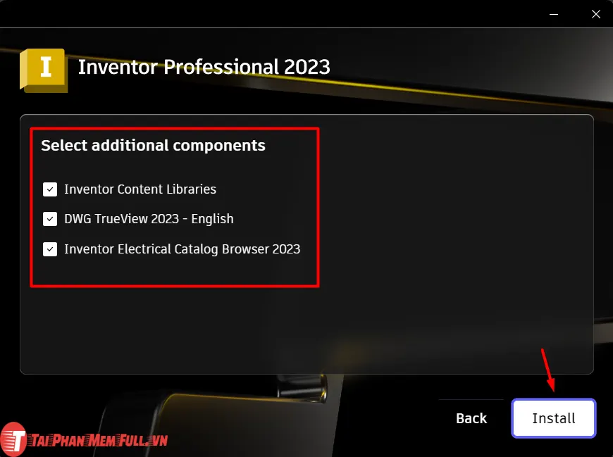 Giao diện tùy chọn cài đặt các công cụ bổ trợ đi kèm phần mềm