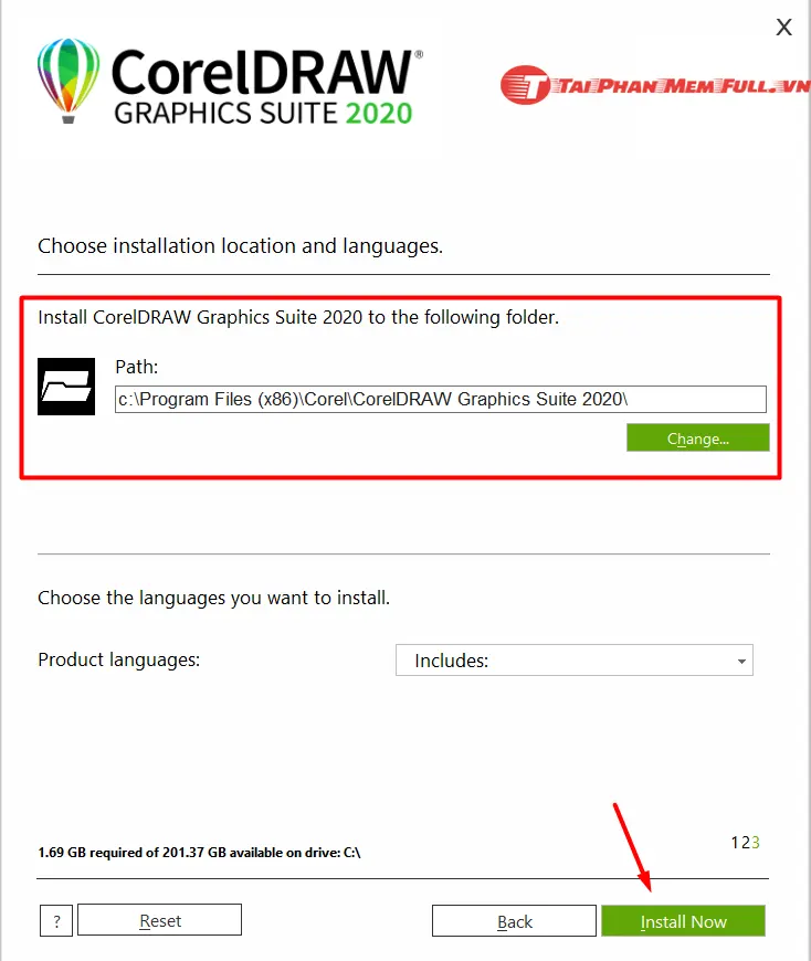 Nhấn Install Now để bắt đầu chạy