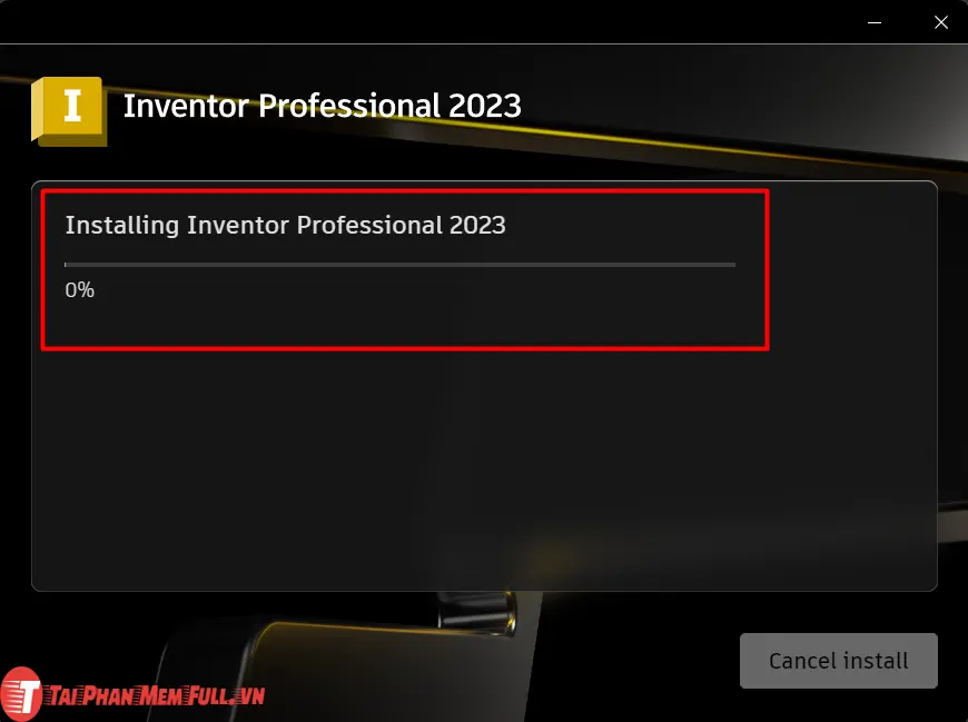 Tiến trình cài đặt phần mềm Autodesk Inventor đang chạy