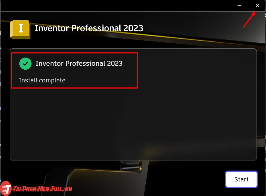 Thông báo cài đặt thành công, nhấn tắt cửa sổ bằng dấu X
