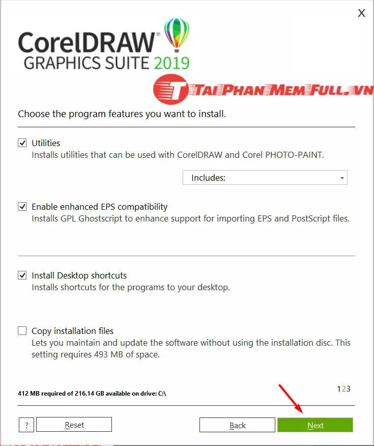 Chọn đường dẫn lưu thư mục cài đặt