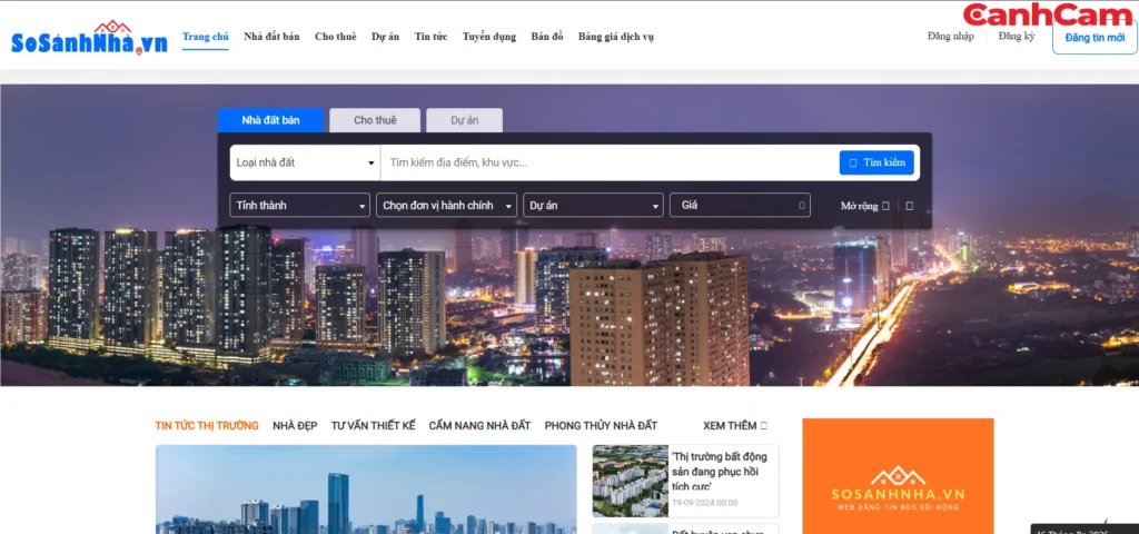 Tính năng đánh giá thông minh trên website đăng tin bất động sản Sosanhnha.com.vn
