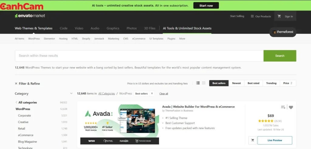 ThemeForest (Chuyên mục Free Files of the Month)
