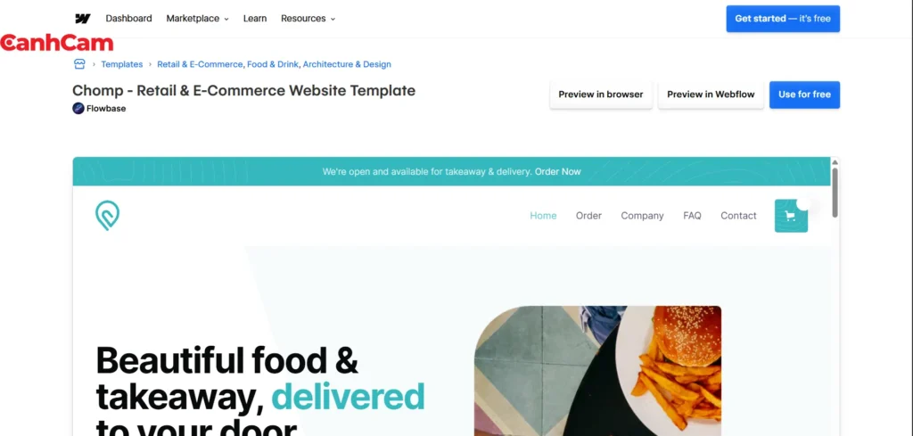 mẫu bán hàng miễn phí Chomp