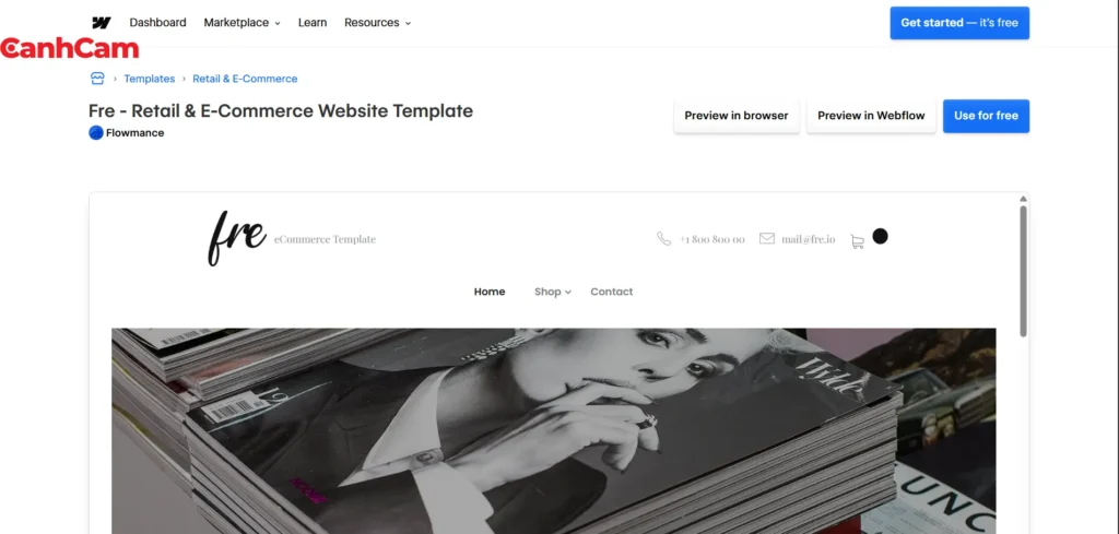 mẫu bán hàng miễn phí Luma