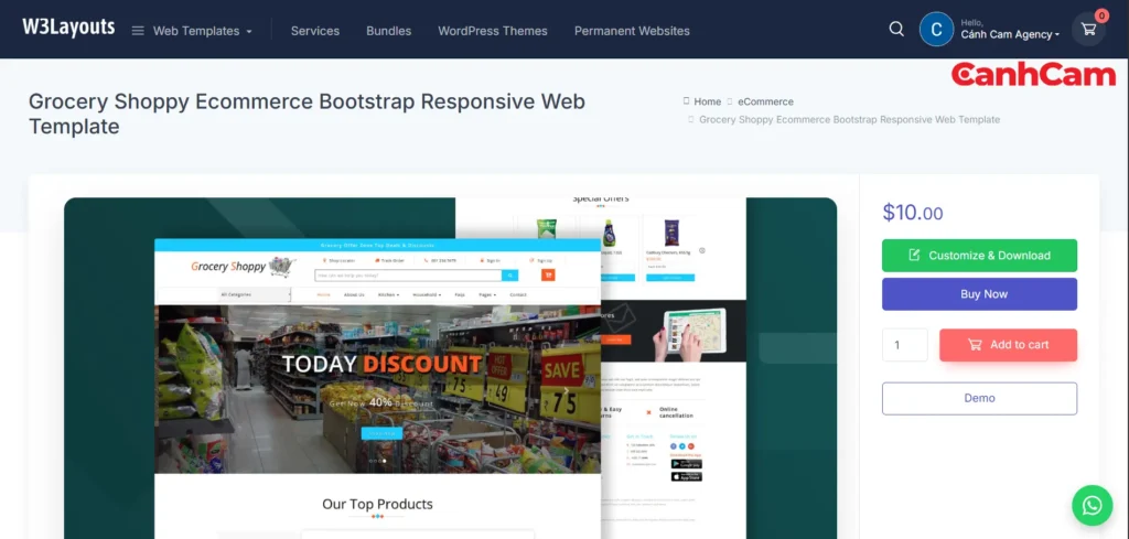 mẫu bán hàng miễn phí Grocery Shoppy