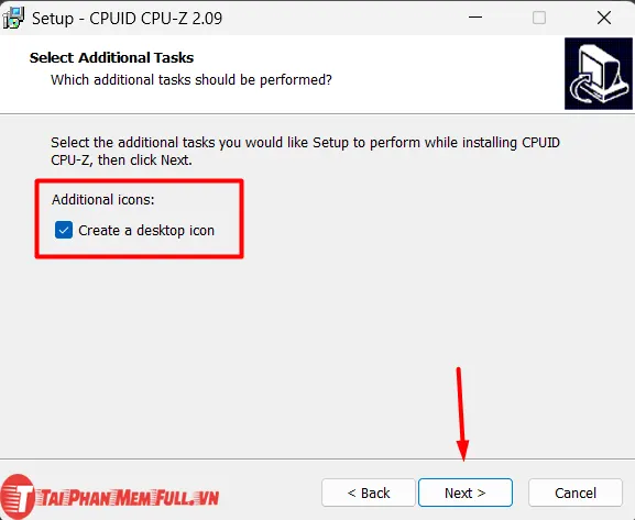 Chọn đường dẫn và thư mục lưu trữ để cài đặt phần mềm CPU-Z