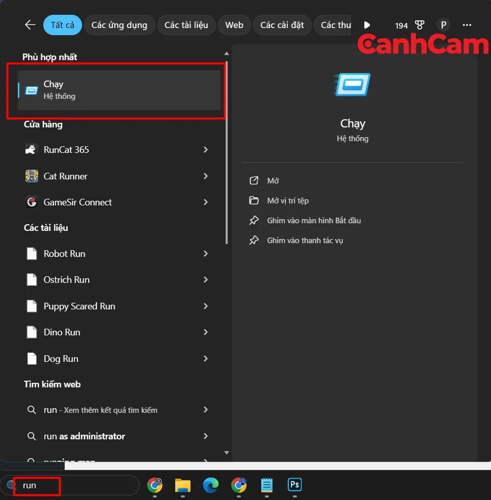 Mở hộp thoại Run và nhập lệnh %temp% để tìm tệp tin rác