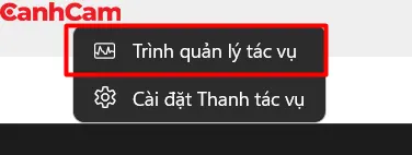 Mở Task Manager bằng cách click chuột phải vào thanh Taskbar