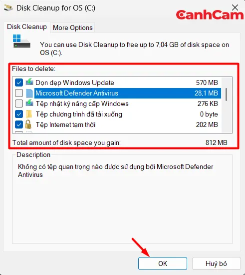 Sử dụng công cụ Disk Cleanup để dọn dẹp ổ đĩa hệ thống