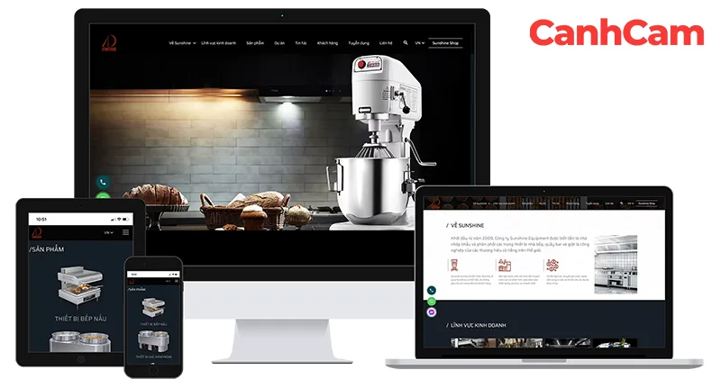 Website Sunshine Equipment do Cánh Cam thực hiện