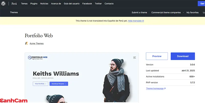 Mẫu Templates Portfolio của WordPress tham khảo
