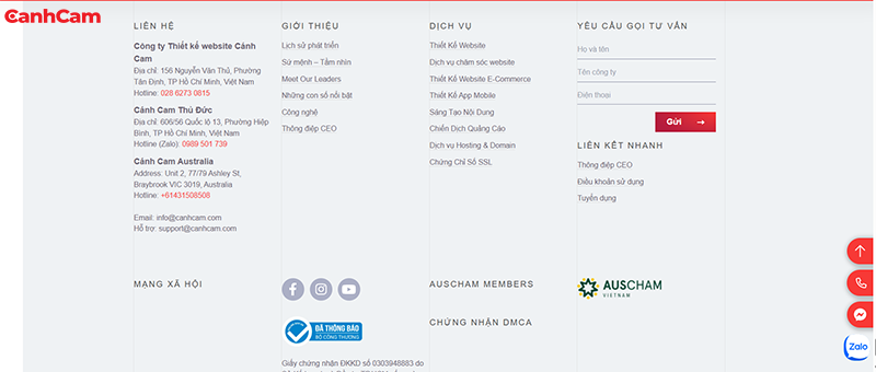 ví dụ footer