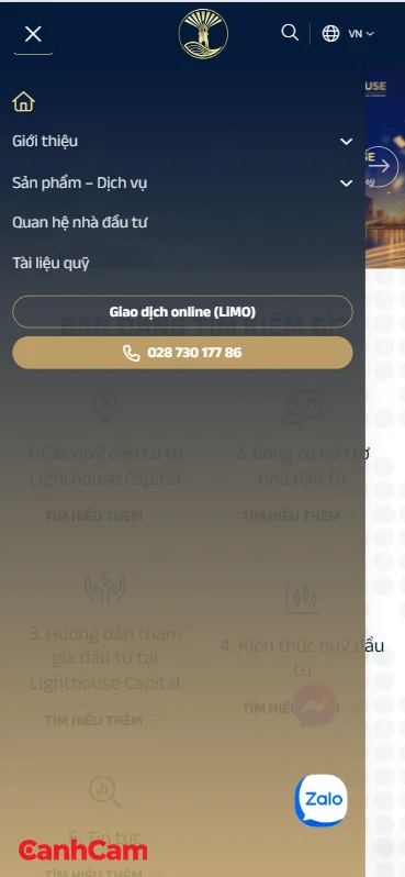 mẫu Lighthouse Capital trên mobile