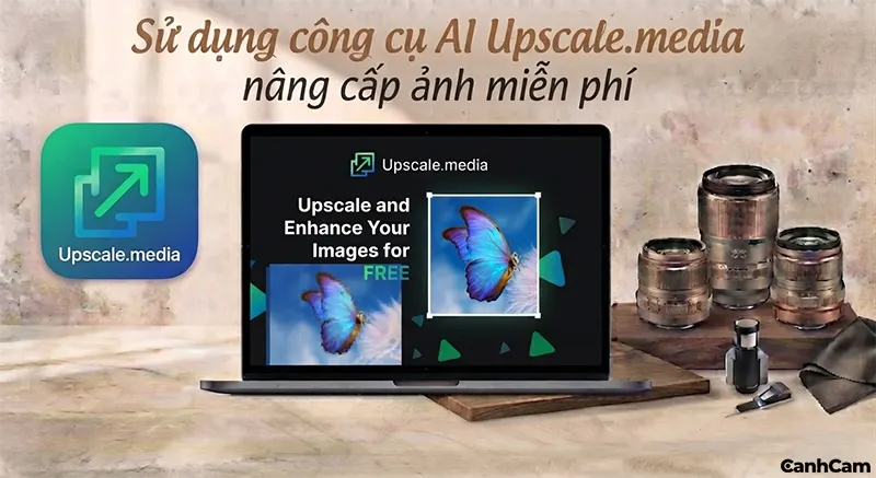 Các làm nét ảnh bằng công cụ AI Upscale.media