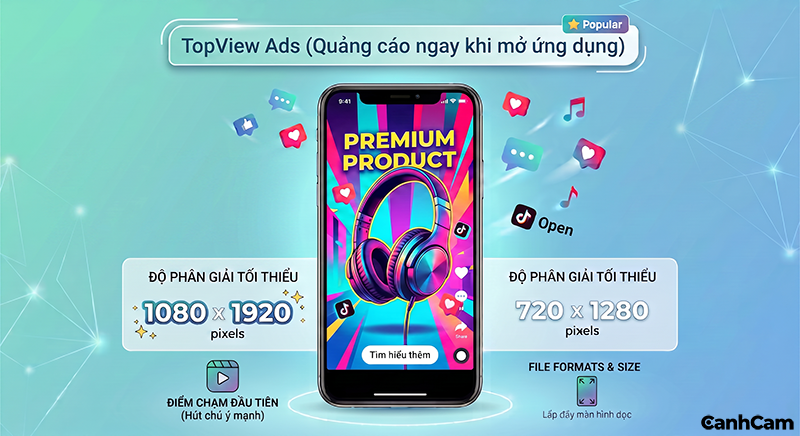 Các kích thước video TikTok Ads cho TopView Ads