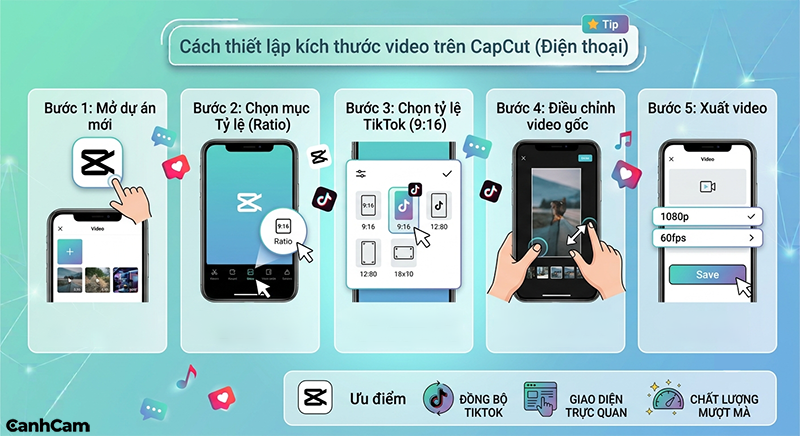 Cách thiết lập các kích thước video TikTok trên điện thoại