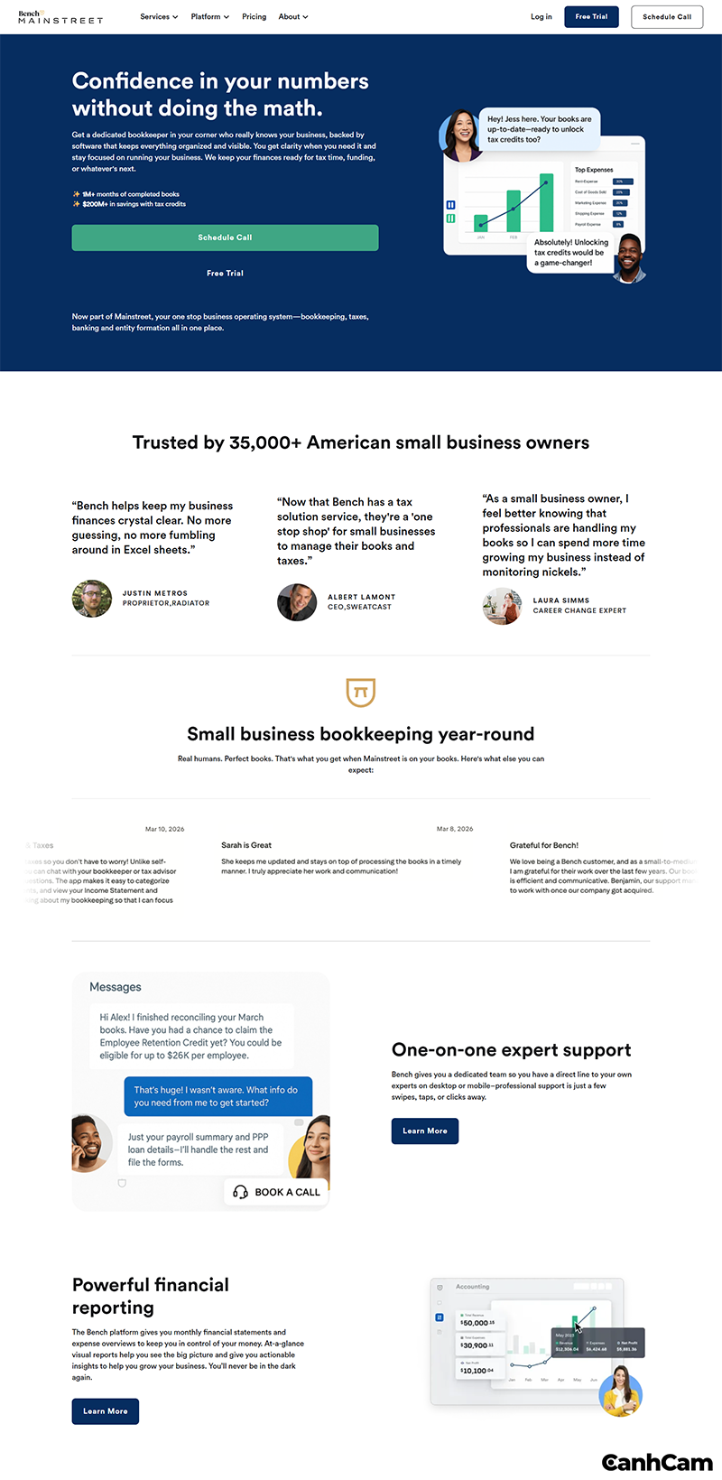 Mẫu thiết kế website dịch vụ kế toán Bench Accounting