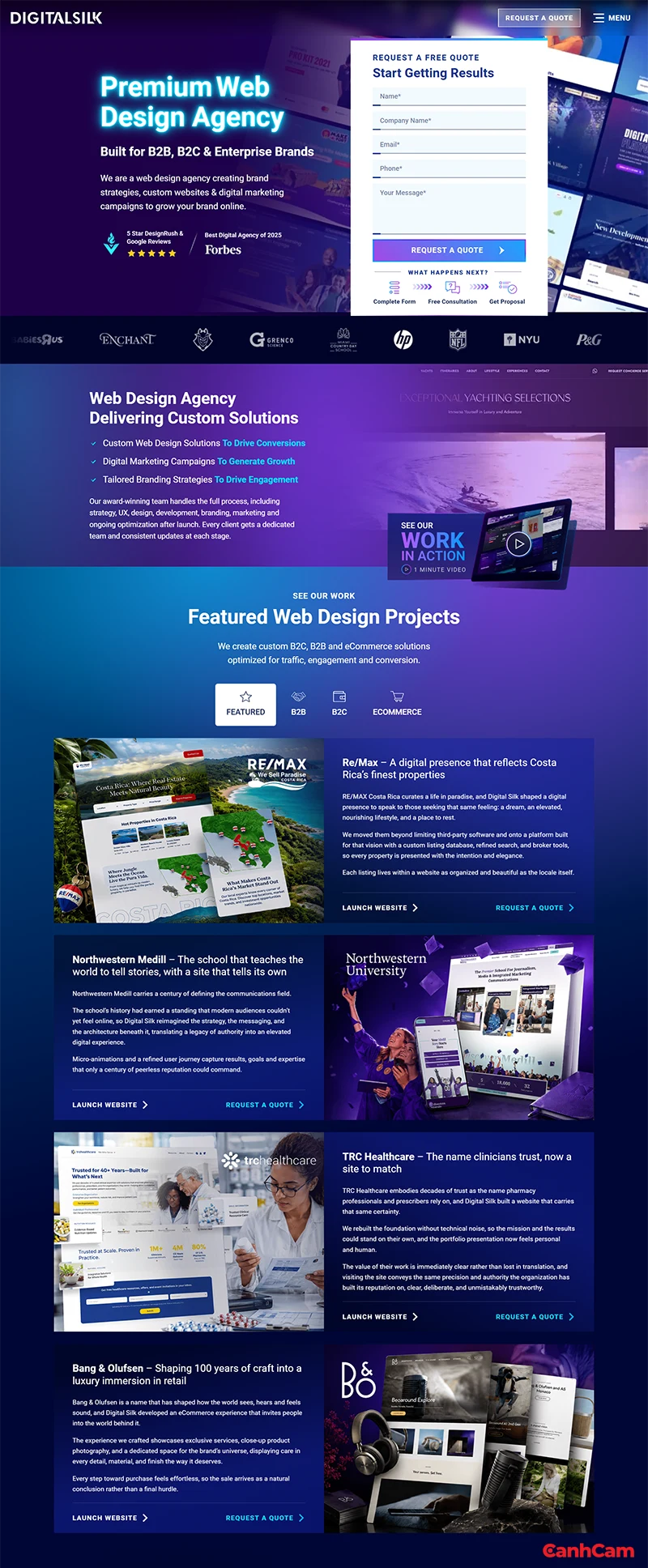 Thiết kế website dịch vụ marketing của Digital Silk theo phong cách tương tác chuyển động sáng tạo