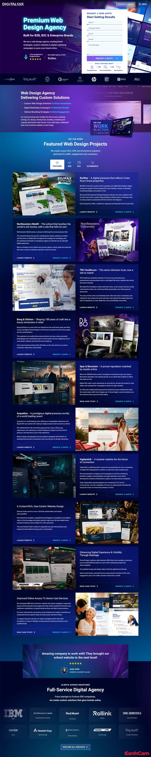Thiết kế website dịch vụ marketing của Digital Silk theo phong cách tương tác chuyển động sáng tạo
