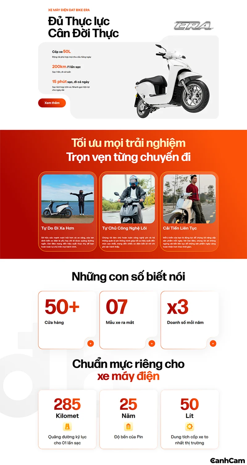 Thiết kế website theo phong cách thân thiện môi trường của Dat Bike