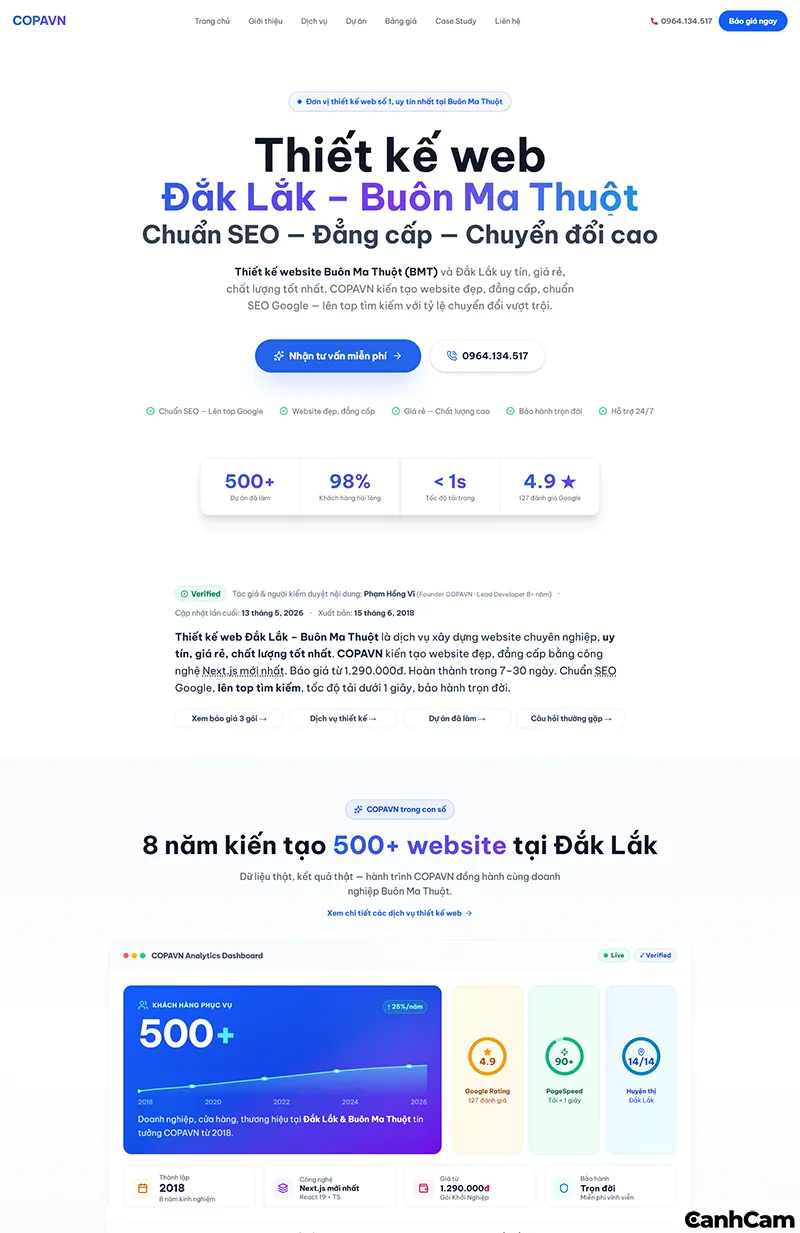 Giao điện thiết kế website daklak / Đắk Lắk của Công ty TNHH Copa Việt Nam (COPAVN)