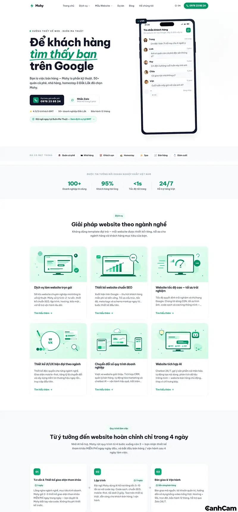 Giao điện thiết kế website daklak / Đắk Lắk của MOHY Agency
