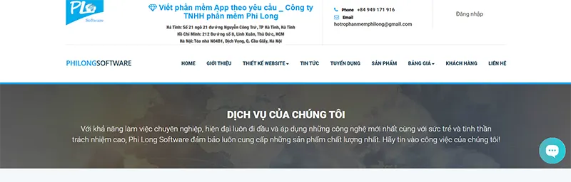Phi Long Software - đơn vị cung cấp giải pháp thiết kế website Hà Tĩnh
