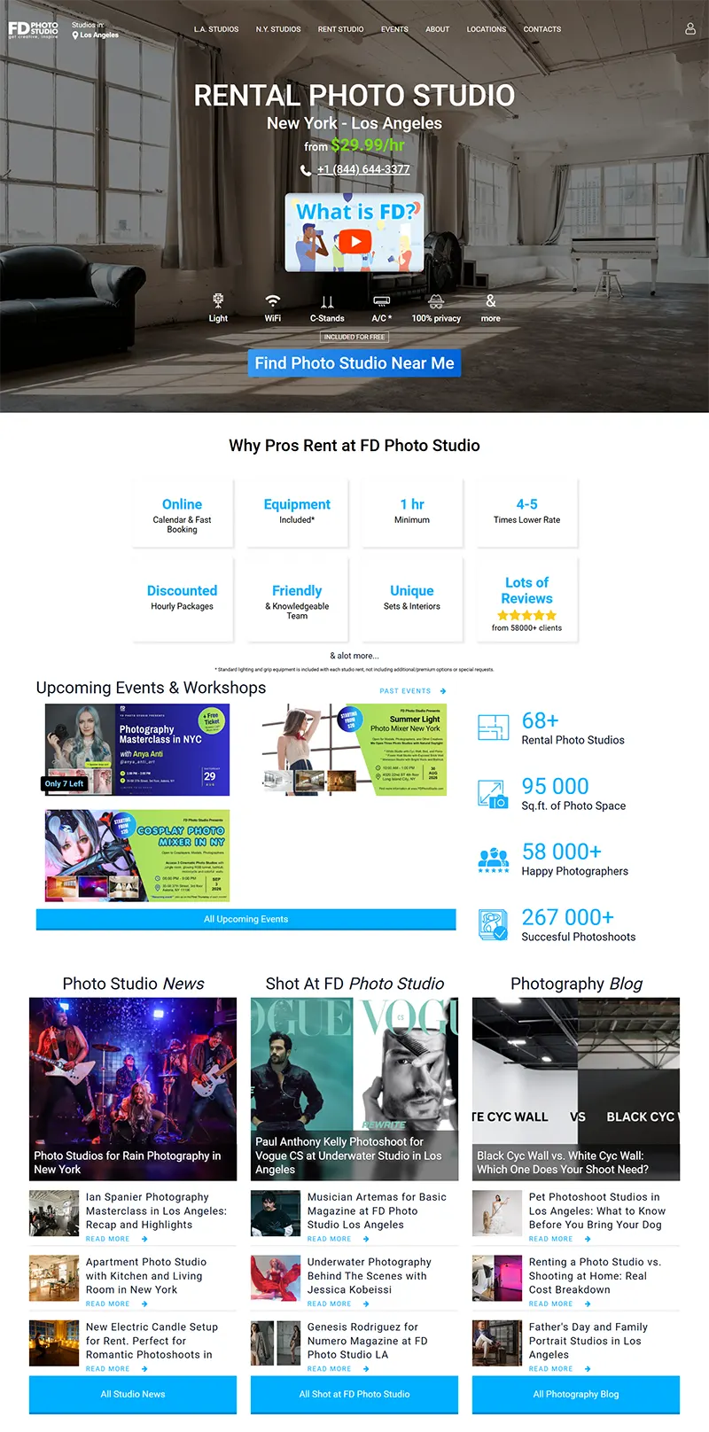 Mẫu thiết kế website studio dành cho các mô hình kinh doanh cho thuê bối cảnh chụp, studio quay phim hay không gian sự kiện sáng tạo