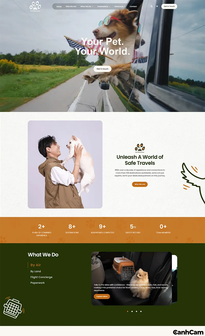 Thiết kế website thú cưng theo phong cách Outdoor & Adventure